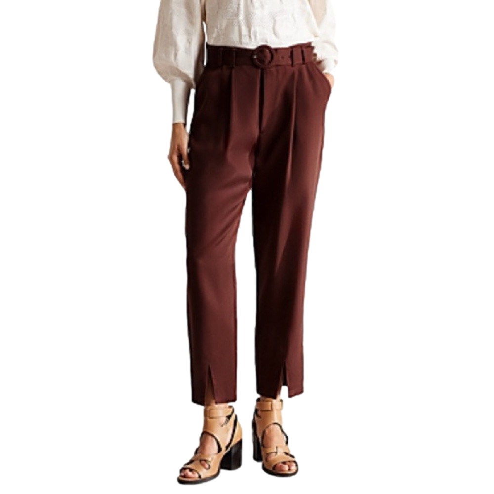Ted Baker New Size 4 Brown Lyocell High Waisted Carrot Leg Trouser Pant Career